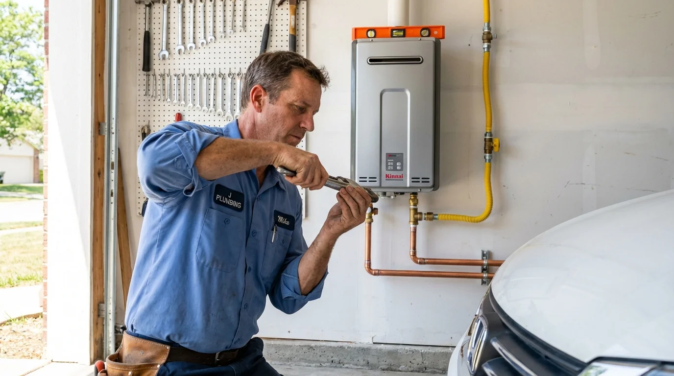 Tankless water heater installation by a Johns Plumbing LLC plumber in Pioneer